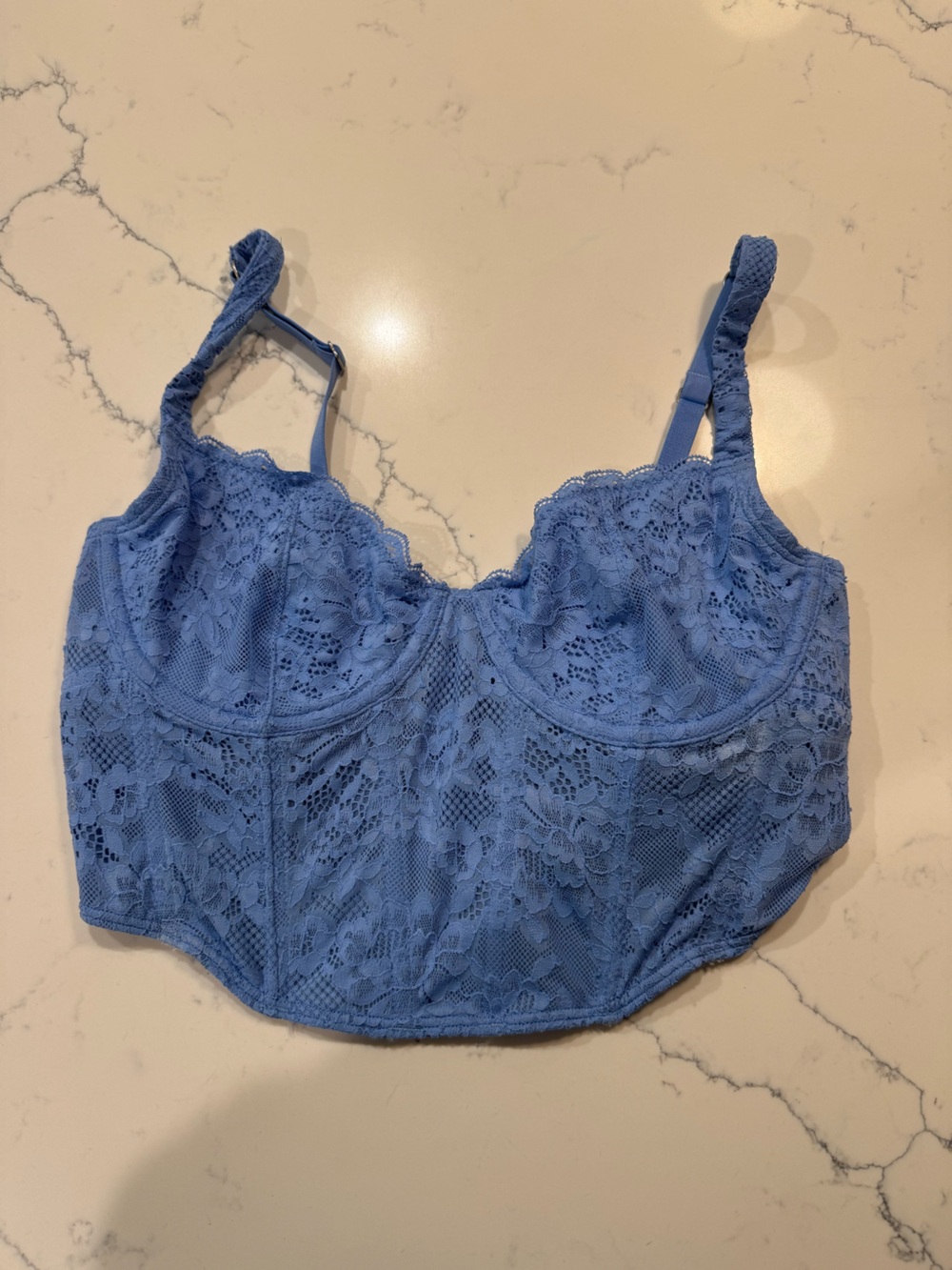 Hollister Light Blue Lace Crop Corset Top